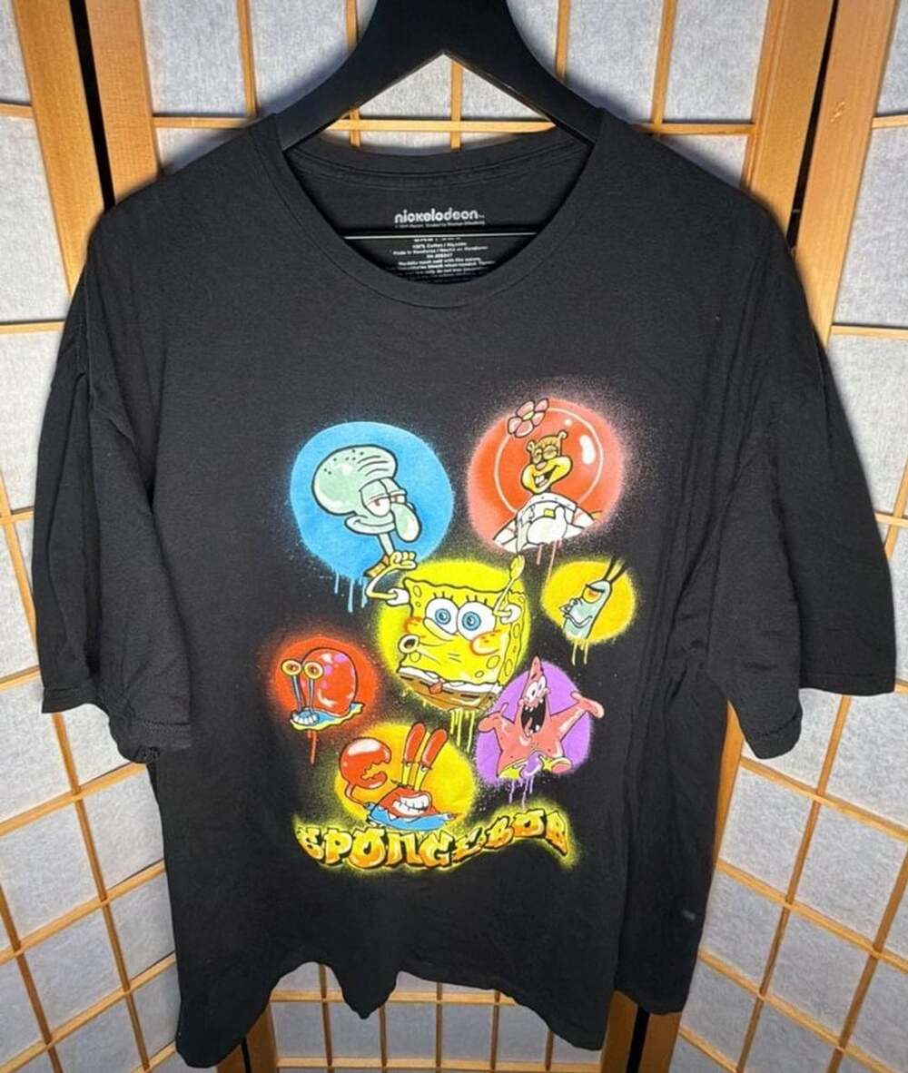 Nickelodeon Spongebob Squarepants T-Shirt Size 3XL Black Graphic Tee